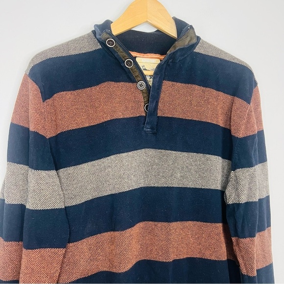 Refectory Vintage Premium Striped 1/4 Button Up Polo L - Picture 2 of 4